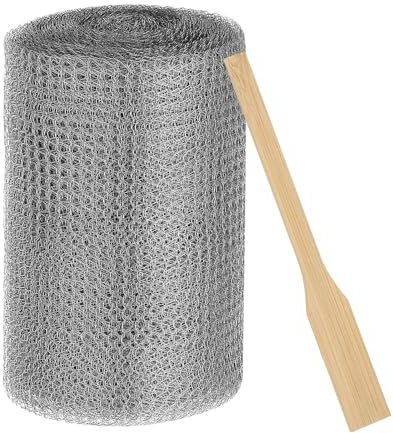 PATIKIL 5inx30ft Wire Mesh Hole Fill Fabric, Stainless Steel Mesh Double Layer Blocker Flexible Mesh Screen with Packing Tool for Hole Filler and Plant Protection