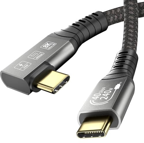 EUDOBEL USB 4 Kabel mit Thunderbolt 4 Kabel 1m,40Gbps USB C Datenkabel,240W USB-C auf USB-C Schnellladekabel, 8K@60Hz USB C Videokabel fürThunderbolt 3,MacBook, Docking Station,SSD,Monitor(90 Grad)
