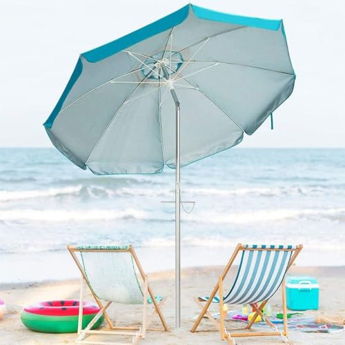 ZYBOWAYL Tragbare Strandschirm Hawaii Sonnenschirm Neigbar Knickbar Gartenschirm mit Tragetasche UV Schutz Sonnenschutz Terrassenschirm für Urlaub/Bar Strand Outdoor Dekor