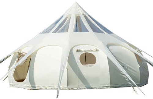 SSLW Familien-Campingzelt für 8–10 Personen, 4-Jahreszeiten-Glamping-Jurtenzelt, Hot-Zelt mit Herdanschluss, wasserdichter, winddichter und wetterbeständiger Glocke, Tipi, Tipi-Zelt