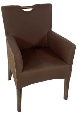 Amago home Rattanstuhl Polstersessel Polsterstuhl Esszimmer Stuhl Armlehner Sessel Bilbao Prairie Brown Größe Einzelstuhl