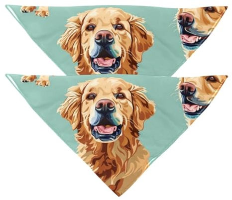 Hundehalstücher mit Golden Retriever-Muster, waschbar, Dreieckstuch für kleine, mittelgroße und große Hunde, Katzen, Haustiere, 2 Stück