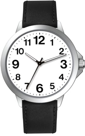 NUOVO Herren Uhr Leicht zu Lesen Herrenuhren mit Großem Zifferblatt Analog Quarz mit Schwarz Leder Armband Wasserdicht Klassische Herren Business Uhr