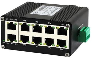 Hookurity Switch Industriale su Guida DIN Gigabit Ethernet Switch Ethernet Gigabit Industriale a 10 Porte DIN Rail Switch di Rete 10/100/1000 Mbps a 5/8/10 Porte IP40 in Alluminio(10 Ports RJ45)