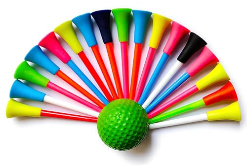 Cosswe Golf Tees,50 Stück Gummi Golf Tees 83mm(3-1/4) Golf Tees Kunststof Golftee Lang Plastik Mixed Colors Golf Tees für Golfer Golftraining,Golf Indoor Outdoor