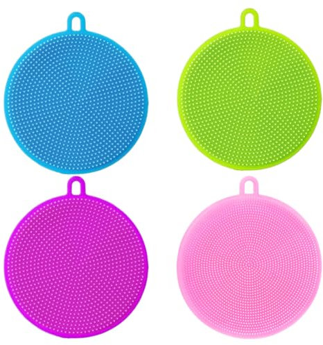 XPEX 4 panni per la pulizia, spugne per piatti, spugna in silicone, spugna per lavastoviglie, spugne per piatti, spugne igieniche, lavabili in lavastoviglie