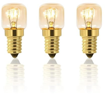 Caldarax Lampadina Forno E14 300 Gradi, Dimmerabile 120LM Bianco Caldo 2700K, AC 220-240V, T22 E14 Lampadina per Lampade di Sale, Forno, Microonde, Frigorifero, 2 Pezzi