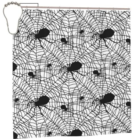 ZORIN Spinnennetz-Duschvorhang mit gruseligen Spinnen, bedruckt, mit 12 Haken, blickdicht, schnell trocknend, wasserdicht, Duschvorhang-Sets für Badezimmer, 183 x 183 cm