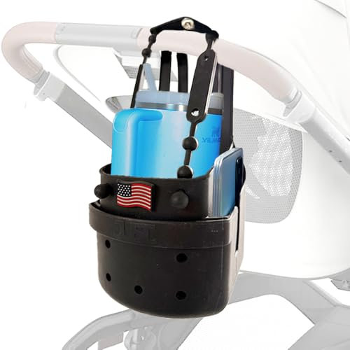 Drink Keeper - Portavasos universal XL | Extra grande con bolsillos laterales para teléfono | Perfecto para playa o silla de descanso | Soporte para teléfono para cochecito | Accesorios para barco,