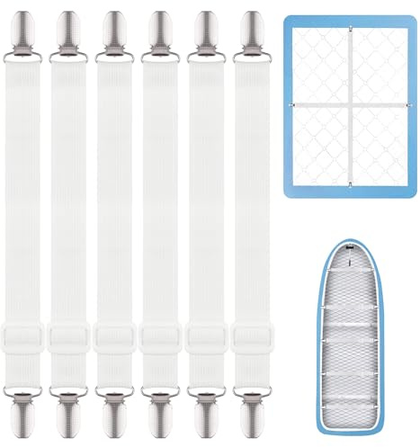 6 Stück Bettlakenklammern Verstellbar 17-50 cm, Elastische Bettlakenspanner