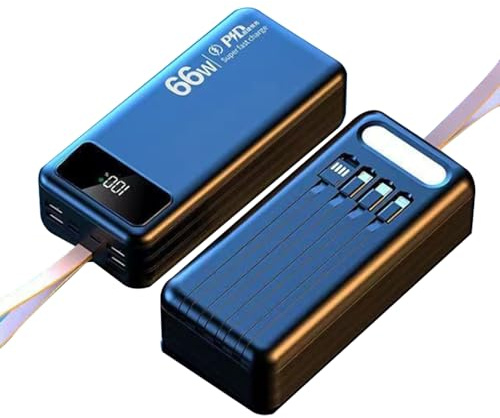 Chargeur Portable Power Bank Batterie Externe à Charge Rapide 100000 MAh avec Câble De Sortie USB-C (22,5 W) Et iOS (20 W) Intégré Powerbank pour Camping Et Voyage(Size:60000Mah,Color:Noir)