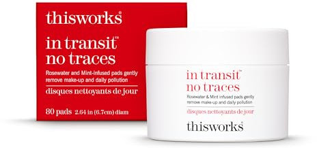 This Works - In Transit No Traces Cleansing Pads, Rosewater & Mint Infused Facial Wipes, Gentle Make-Up Remover (80 pads)