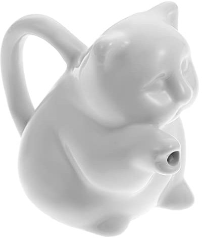 Didiseaon Lattiera in Ceramica Bianca da 50ml Forma Animale, Superficie Liscia senza Sbavature, Elegante e Pratica per Uso Domestico e Locali di Ristorazione