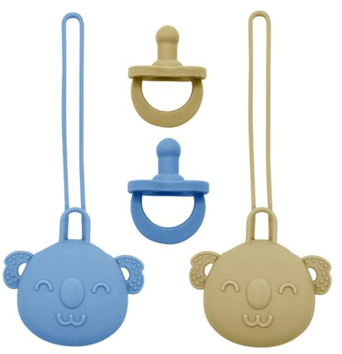 EIROVYA Boîte à Sucette en Silicone Pack de 2,Rangement Sécurisé pour Tétines,Boite a Tetine Bebe,Sans BPA Accessoire bébé de haute qualité pour nourrissons et jeunes enfants,Design Koala