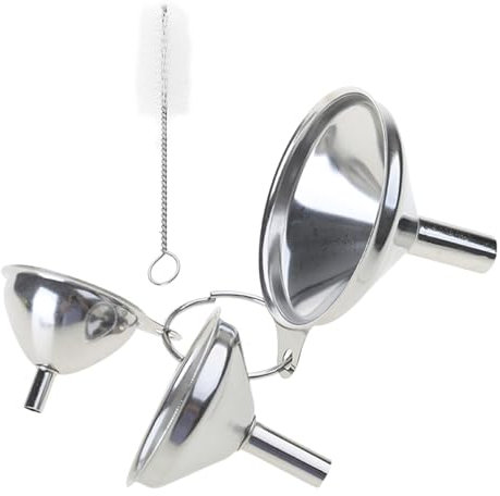 NVOQILIN Juego de 3 embudos de cocina de acero inoxidable, embudo pequeño, herramienta de derrames de aceite, embudo de metal de grado alimenticio para aceites esenciales, especias y derrames de