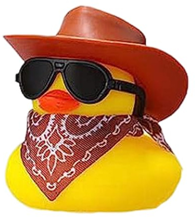 Canard de Cowboy - Drôles Canards en Caoutchouc Décoration - Décoration Tableau Bord Voiture avec Chapeau de Cowboy Mini Écharpe Et Lunettes Soleil pour Voiture Bureau,Jouet Bain pour Bebe Canard