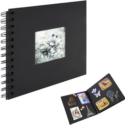Schwarz Fotoalbum Klein zum Selbstgestalten, Scrapbook 40 Seiten Fotobuch