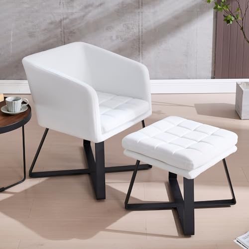 DAYALANE Fauteuil de Salon avec Repose-Pied Fauteuil Relax Scandinave en Velours Chaise Chambre Confortable pour Salon Chambre Lecture, Beige