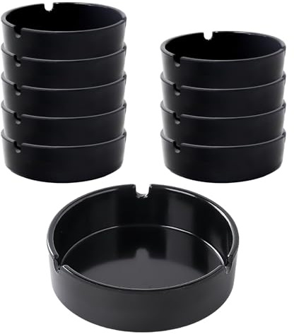 Ashtray Set Portable Ash Trays 10pcs, Reusable Melamine Ashtray with Slot