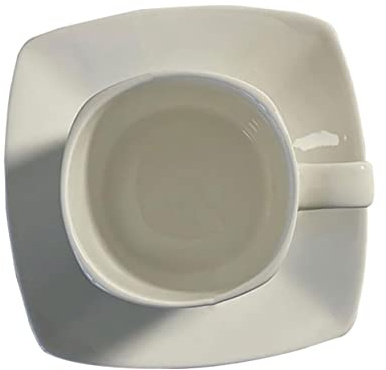 Warmhm Tasse Céramique Pure Couleur Vintage avec Soucoupe Carrée Mug à Café et Lait Confortable pour Thé Chaud et Boissons Set