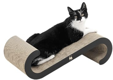 Petrebels Kratzpappe Bella 60, Katzen Kratzbrett aus sehr stabilem Karton, Kratzkarton 60 x 28 x 18 cm, Farbe Schwarz