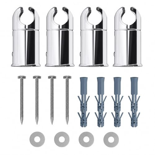 Universal Towel Rail Brackets 19-25mm Adjustable Chrome Clamp Set of 4