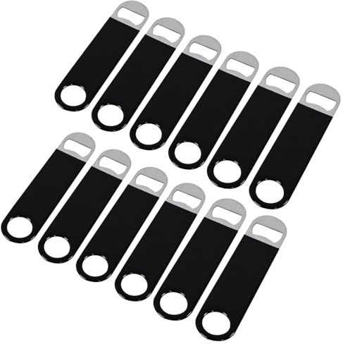 Udotry 12 PCS Stainless Steel Beer Bottle Openers with Coated Handle Black