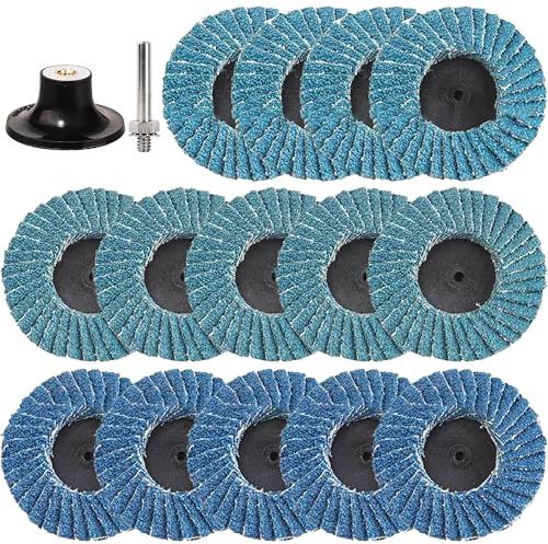 15 Stk Fächerscheiben 50mm für Bohrmaschine, 2 Zoll Schleifscheiben Körnung 40/60/80 Zirkonkorund Schruppscheibe mit 6,35 MM Adapter für Metall Holz Stahl Schnelles