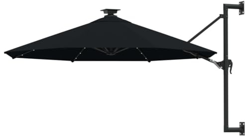 INLIFE Parasol Mural de Jardin avec LED 300 cm Noir