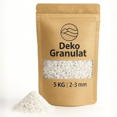 Deko-Granulat weiß als farbige Streudeko - 5 kg kleine Deko-Steine Ø 2-3 mm für Gläser, Vasen