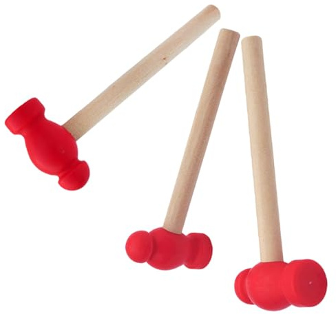 FUNOMOCYA Lot de 3 Petits Marteaux Jouets en Bois pour Garçon et Filles, Mini Marteau de Chantier Ludique, Outil de Réparation Éducatif, Accessoire Jeu de Rôle pour Bébé, Déco Maison Safe