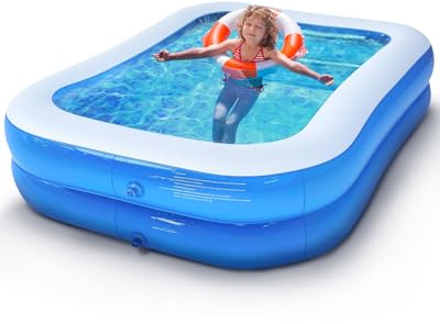 200 x 150 x 50 cm Piscine Gonflable Rectangulaire, PVC Épais Résistant, Double Couche Piscine Enfant Rectangulaire pour Enfants et Adultes, Grande Piscine Familiale pour Balcon ou Intérieur, Jardin