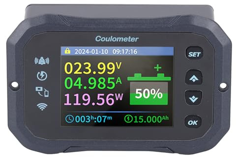 Pongnas Monitor Batteria WiFi 10 100 V 0 50 A Rilevamento Bidirezionale Monitoraggio Remoto Tester capacità Batteria con Shunt per Sistemi Solari Applicazioni Marine