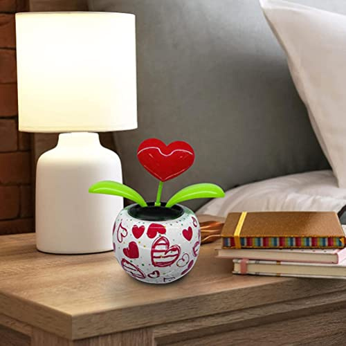 SIXRUN Fiori Danzanti Ad Energia Solare Ornamento Oscillante Simpatico Bobblehead Elettrico per la Decorazione Domestica Dell'auto Regalo 11,5 * 10 Cm ABS (LOVE)