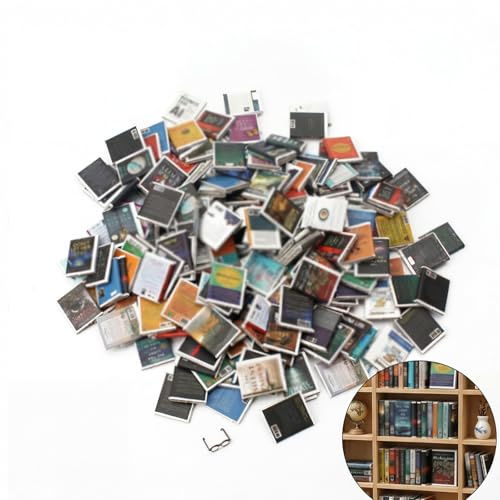 JOVYTH 100 Stück Miniatur Bücher Set, Puppenhaus Zubehör Mini Books 1:12, Realistische Modellbücher für Miniaturbibliothek Arbeitszimmer, Foto Requisiten Puppenhaus Deko
