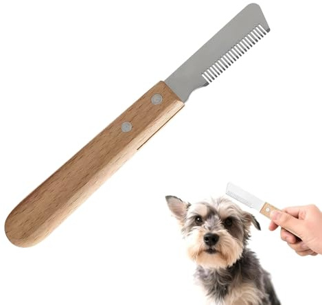 Peine para Mascotas con Mango Ergonómico de Madera, Cuchillas de Acero Inoxidable, Ideal para Perros de Pelo Grueso, Cuidado de Mascotas para Pascua y Carnaval