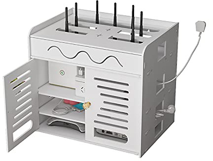 YUEKOPOU PVC-Kabelmanagementbox for WLAN-Router-Set-Top-Box, weiß, mehrere Größen(30 * 21.5 * 32.5cm)