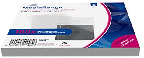 100 Mediarange CD wrap sleeve for CD standard 10.4mm or 2 x 5.2mm jewel case with Resealable Flap