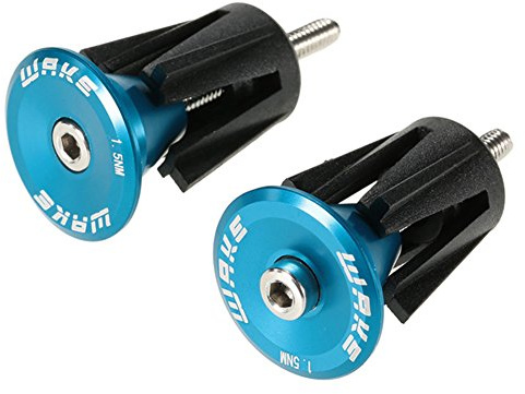 Bar End Plugs Wake Handlebar End Caps Bike HandleBar Plugs for Most Bicycle, Mountain Bike, Road Bike, MTB, BMX (2 Counts, Rubber Sponge Aluminum, Blue)