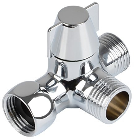 QLOUNI 3-Way Shower Diverter Valve, Shower Head Adapter for Shower Arm Mounted, G1/2 T-Adapter Valve Replacement Parts for Shower Spray, T-Diverter for Toilet Bidet Shower Power Kitchen Sink
