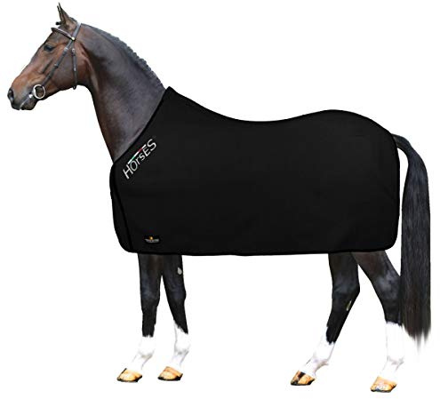Horses, Fleece Pferdedecke, Basismodell, weich und bequem, ideal für Transport und Feierabend, Größe XS-120cm bis XXL-162cm, erhältlich (Schwarz- 155 cm)