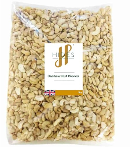 Hides Fine Foods - Cashew Nut Pieces 1kg - GMO - Free - Suitable for Vegetarians - Cooking - Salads - Snacking - Desserts - Cakes - Cookies - Breakfast