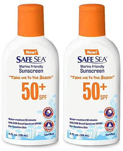 Safe Sea SPF50 Sting Blocking Sunscreen | 120ml Bottle | For Sensitive Skin | Anti Jellyfish Sting Protective Lotion (Pack of 2)