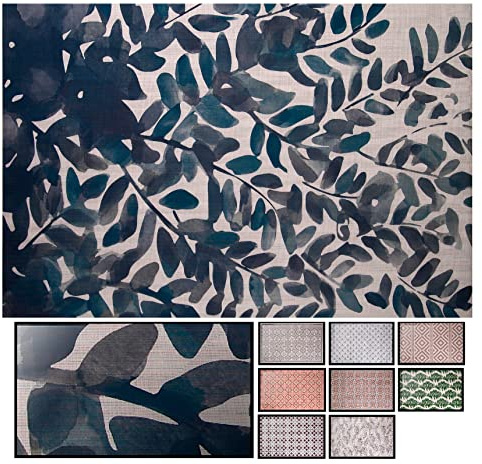 LucaHome - Alfombra Vinílica Trenzada Ghana para Interior o Exterior - Cocina, Salón, Despacho, Dormitorio - PVC Antideslizante (Hojas Acuarela, 80x150cm)