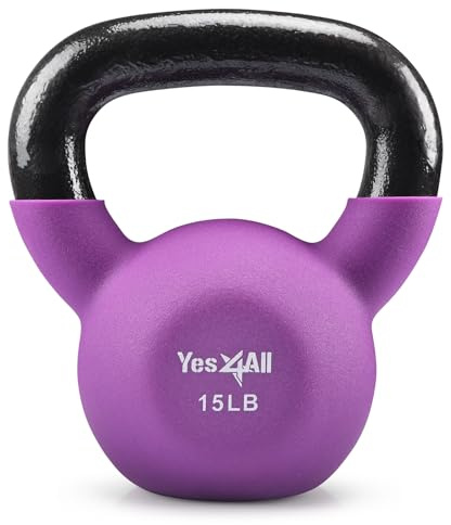 Yes4All Solid Cast Iron Kettlebell Weights - Ideal for Full Body Workout and Strength Training and 10-40lb Adjustable Kettlebell Weights