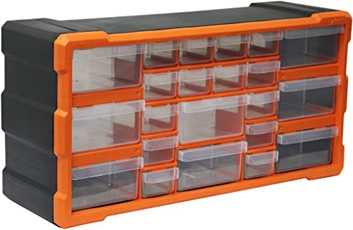 Boxer® Cassettiera Porta Minuterie con 22 Cassetti – Organizzatore da Parete o Sovrapponibile, in Plastica PP, per Viti Chiodi e Piccoli Accessori, 25x50x16 cm