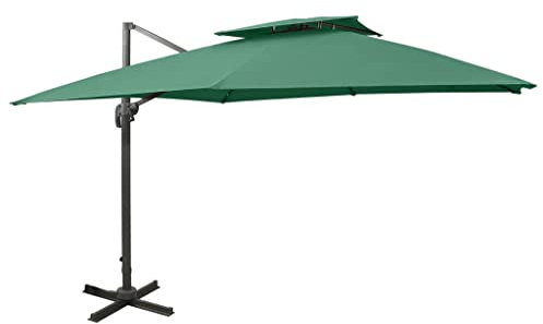 vidaXL Ampelschirm mit Lüftung Sonnenschirm Gartenschirm Marktschirm Strandschirm Schirm Kurbelschirm Terrassenschirm 300x300cm Grün