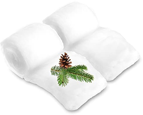 com-four® 2X Schneematte für die Weihnachtsdeko - Kunstschnee zum Dekorieren und Basteln - Schneewatte als Dekoschnee (Watte - 200g)
