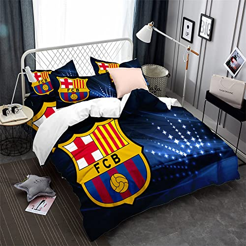 CHAOSE-ESB Juego De Ropa De Cama Equipo De Fútbol Funda Nórdica Cómoda Niño Niña 3 Piezas Juego De Cama Blanco Y Negro 50x75cm Funda De Almohada Microfibra (patrón 06,(180x220 cm)-Cama de 105/135)