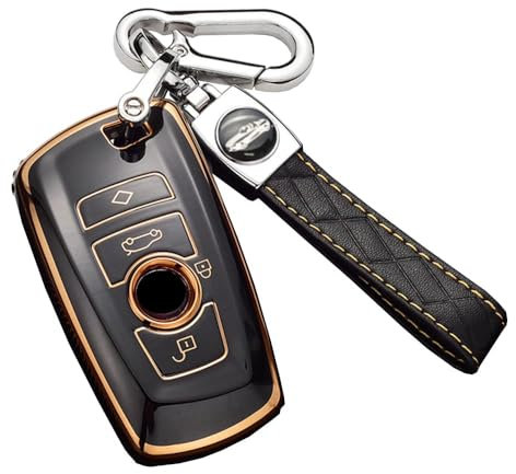 ontto Fit for BMW Key Fob Cover,Car Key Cover,Smart Keyless Entry Remote Key Holder,Soft Key Shell,Durable Key Protection Black